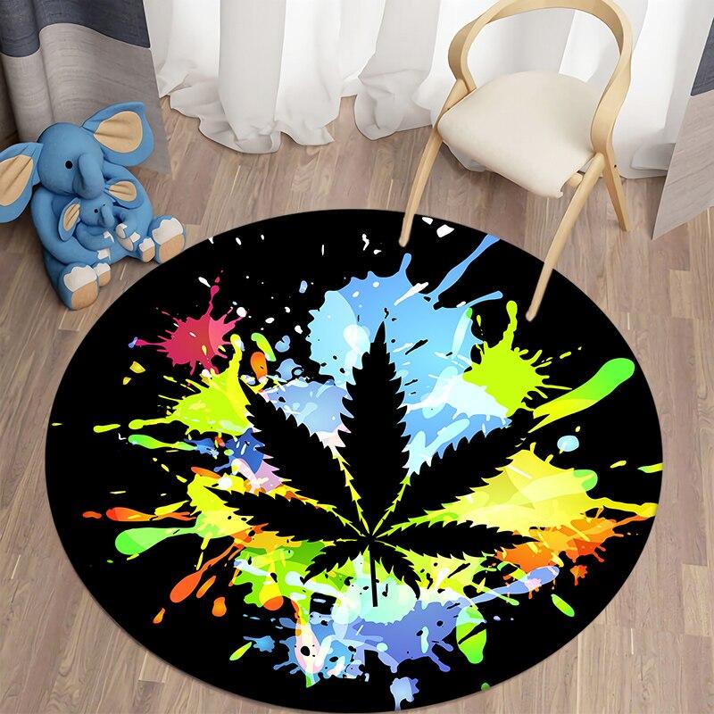 Black Cat Kawaii HD Printed Round Carpet for Living Room Rugs Camping Picnic Mats Flannel Anti-Slip Rug Yoga Mat Stranger Things