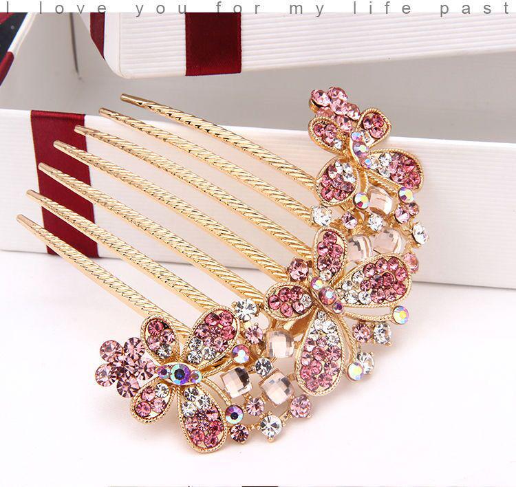 Korean Rhinestone Adult Hairpin: Seven-Tooth Metal Comb Hair Ornament