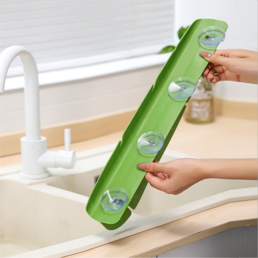 Placa retenedora de agua para fregadero con ventosa, protector anti-salpicaduras de agua para encimera de cocina, tira extendida retenedora de agua para lavabo de baño