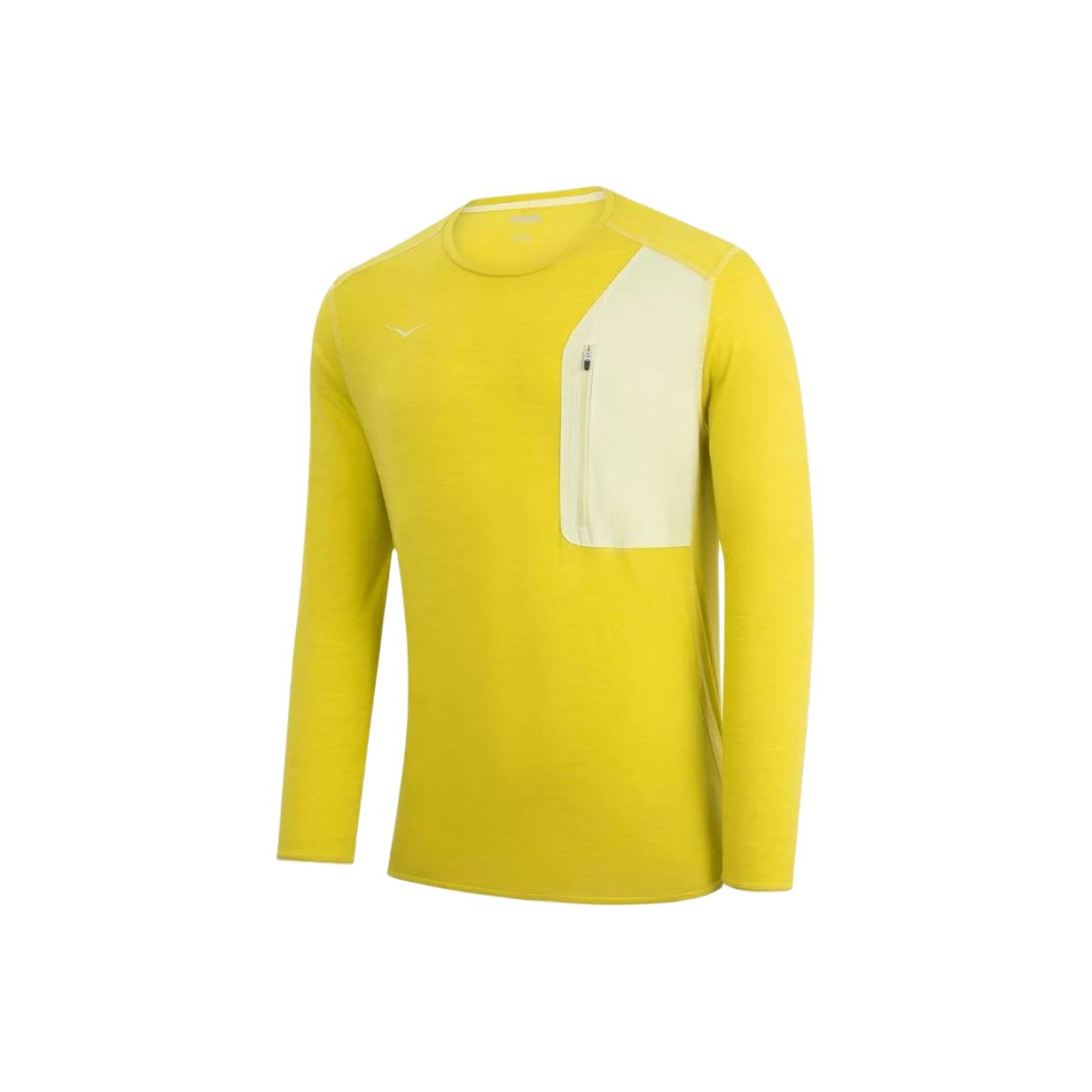 

HOKA One One Мужская футболка с длинным рукавом из мериносовой шерсти, со светоотражающим логотипом, влагоотводящая, теплая, дышащая, с круглым вырезом, топы 1176893-PAG XL