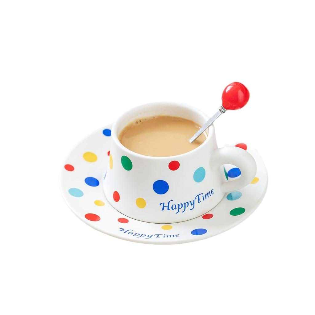 Nordic Style Coffee Cup with Spoon Cup and Saucer High Value Creative Ceramic Cup Office Water Cup Girls Souvenir