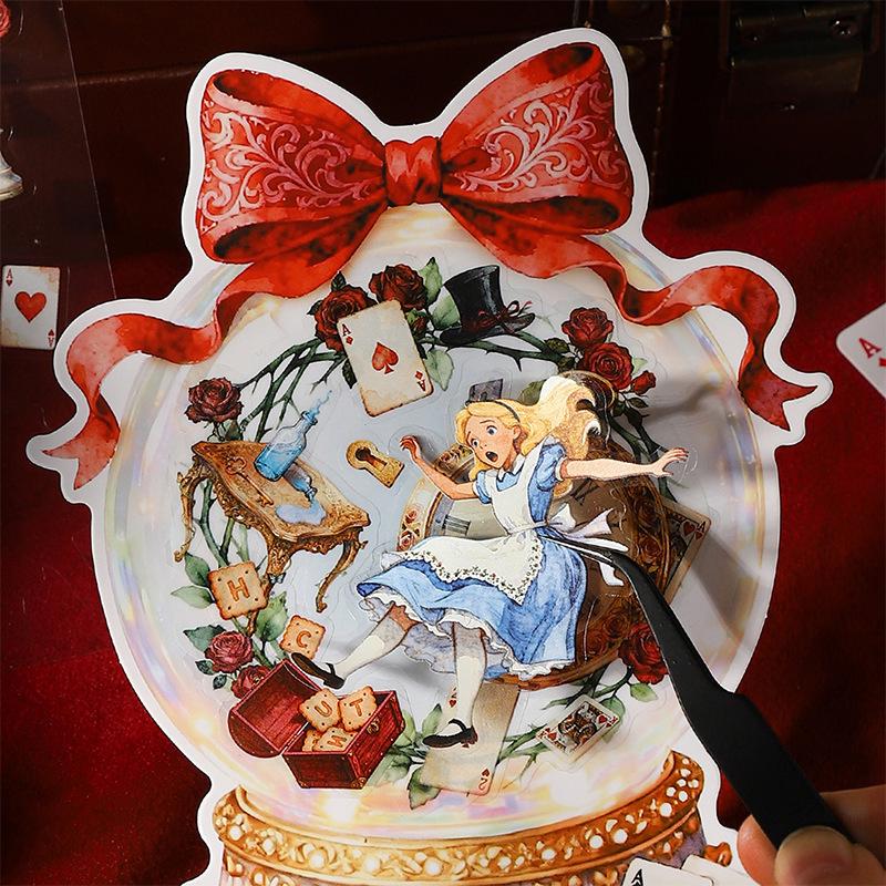 Alice's Wonderland Scenery Stickers: Crystal Ball, Journal Miniatures, DIY Decoration Pack