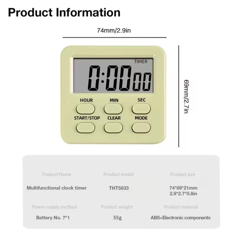 Large LCD Display Countdown Timer Dual-Mode Kitchen Timer Stand Digital Timer  Fitness