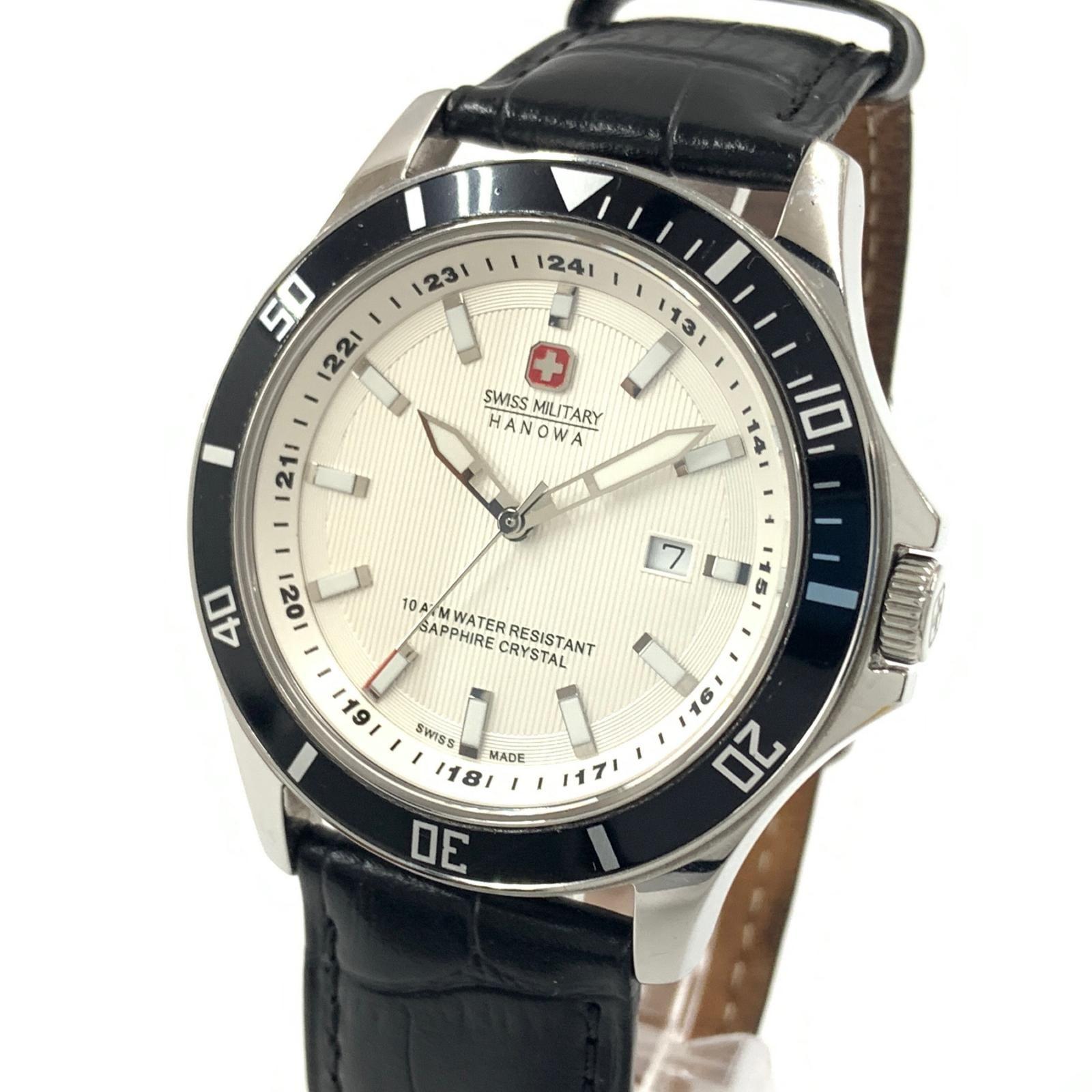 Used SWISS MILITARY Swiss Military HANOWA Quartz Watch 6-4161.2 6-5161.2 Black x Silver