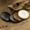 Off-White Wide-Brimmed Sweater Suit with Black Coat and Resin Buttons - High-End Autumn/Winter Windbreaker with Coffee-Colored Buttons