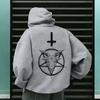 666 logo Autumn and winter casual pullover top, Devil print men's hoodie, 2025 streetwear Gothic Satan sweatshirt
