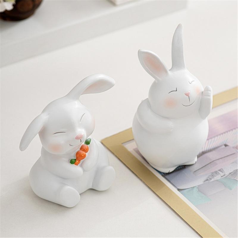 Easters Bunnies Ornament Resins Rabbit Hugging Carrot Figurine Sculpture Tabletop Decors for Holiday Decoration Lover