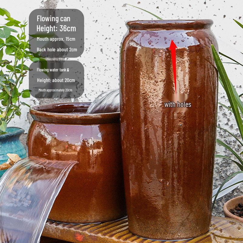 Komplettes Wasserfall-Dekoration Keramik-Aquarium mit zirkulierendem Wasser und Filter für die Wasserlandschaftsgestaltung.