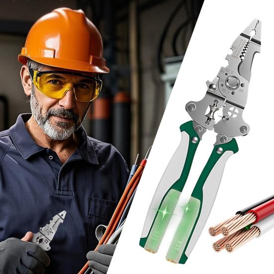 Wire Stripper with Voltage Tester Ergonomic Handle High Precision Compact Portable Multi-function Electric Wire Stripping Tool