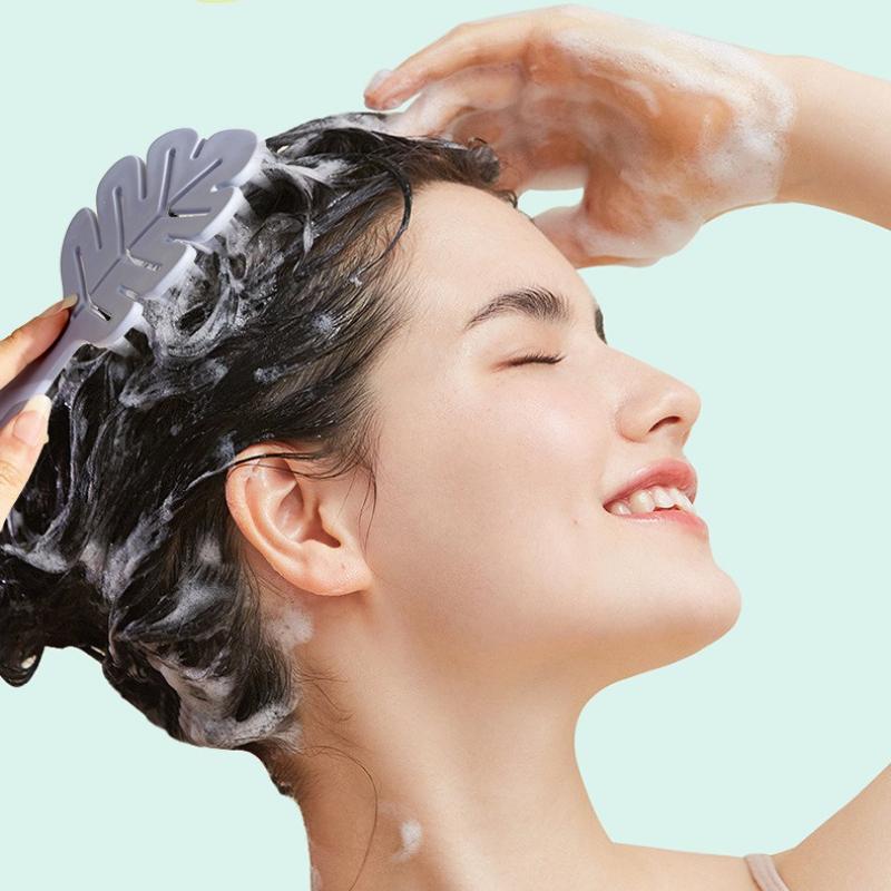 1Pc Leaf Shampoo Brush Scalp Massage Brush Head Washing Comb Two-sided Hair Massager Bath Brushes Body Scrubber Hair Accessories