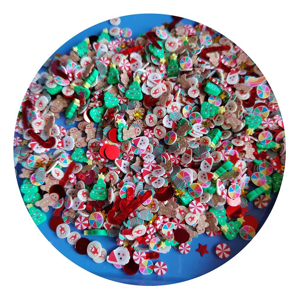 Christmas Polymer Clay Sprinkles Themed Penguin Santa Mixture Clay Slices Sprinkles for Shakers DIY Crafts 500g/bag