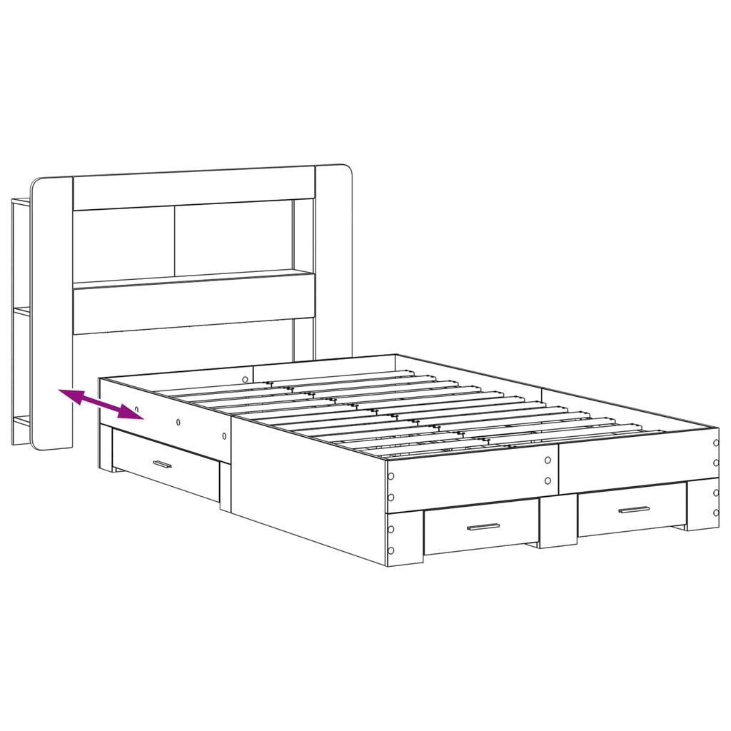 Bed Frame with Storage Space Smoked Oak 120 x 190 cm