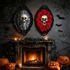 Spider Web Skull Ornament Halloween Gothic Wall Decoration, Vintage Red Rose Frame Sculpture, Decorative Horror Art for Holiday Party Decor