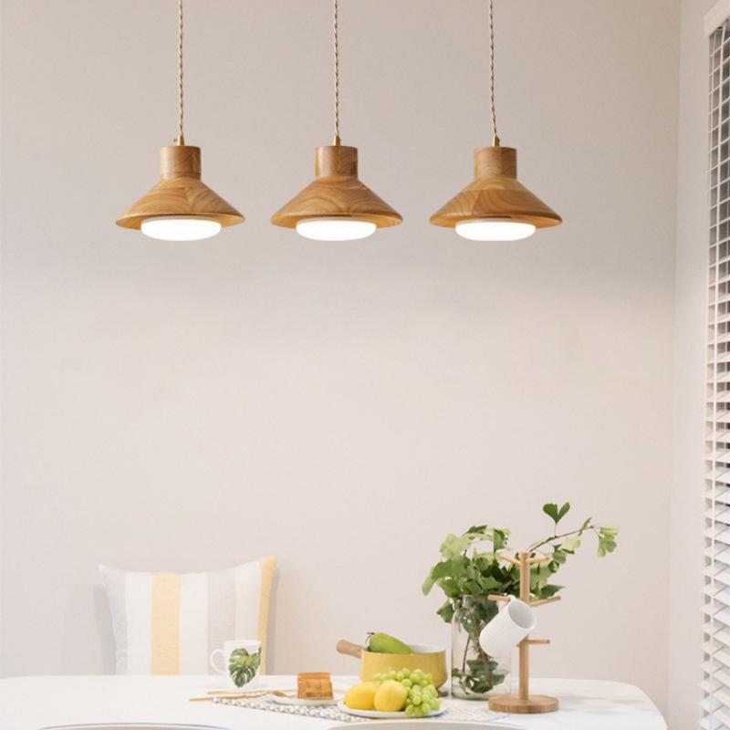 Japanese Solid Wood Mushroom Chandelier Nordic Minimalist Retro Shop Dining Table Living Room Bedroom Bedside LED Pendant Lamp