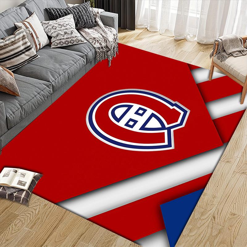 Montreal Canadiens3 Flannel Pattern Square Carpet,Area Rug,Carpet Rug for Living Room Bedroom Sofa Playroom Decor,Non-slip Floor Mat