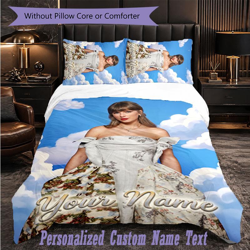Personalized 3Pcs Bedding SetTaylor Swift Custom Text Duvet Cover Pillowcase Set Bedroom Gift