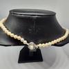 Used Genuine Pearl Necklace Necklace Perl School Mama Ladies Accessories White Silver Metal Fittings Real White