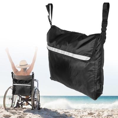 Multifunctional Wheelchair Bag Large Capacity Reflective Stripe Wheelchair Backpack Premium Oxford Cloth Adjustable Straps