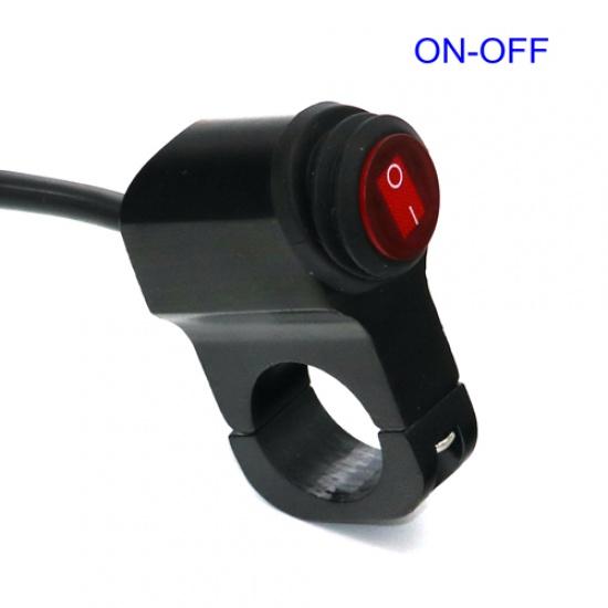 LMoDri Waterproof Motorcycle Aluminium Alloy Switches 7/8" 22mm Handlebar Headlight Switch and with Red Led Light 12v