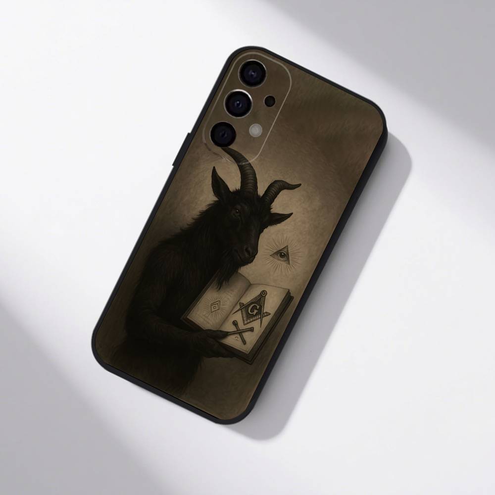 Satanic Goat Satan Devil Phone Case For Samsung S25,S24,S21,S22,S23,S30,Ultra,S20,Plus,Fe,Lite,5G Black Cover