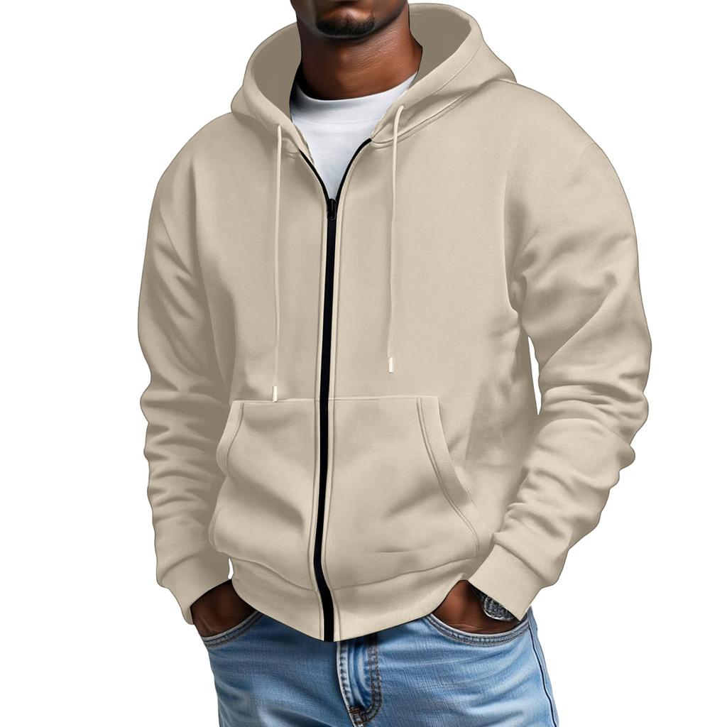 Herrkollektion för fritid och sportfleece Håll varm Fler fickor Huva Hoody Jacka
