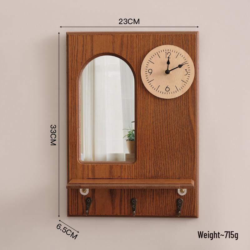 Creative Entrance Wall Hooks: No-Punch Key Holder & Wooden Shelf Combo