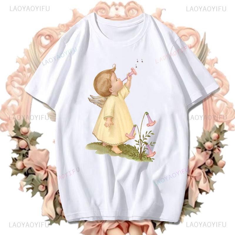 Fashion Fiorucci Baby Angel Graphic Tshirt Summer Classic Aesthetic T Shirt Unisex Unisex Kawaii Clothes Creative Couple Short Sleev Unisex