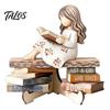 Decorazione per la Casa in Stile Pastorale, Statuetta in Legno di Ragazza che Legge, Statua Stabile Decorativa da Scrivania per Tavolino da Caffè, Ornamento Artistico Curativo,