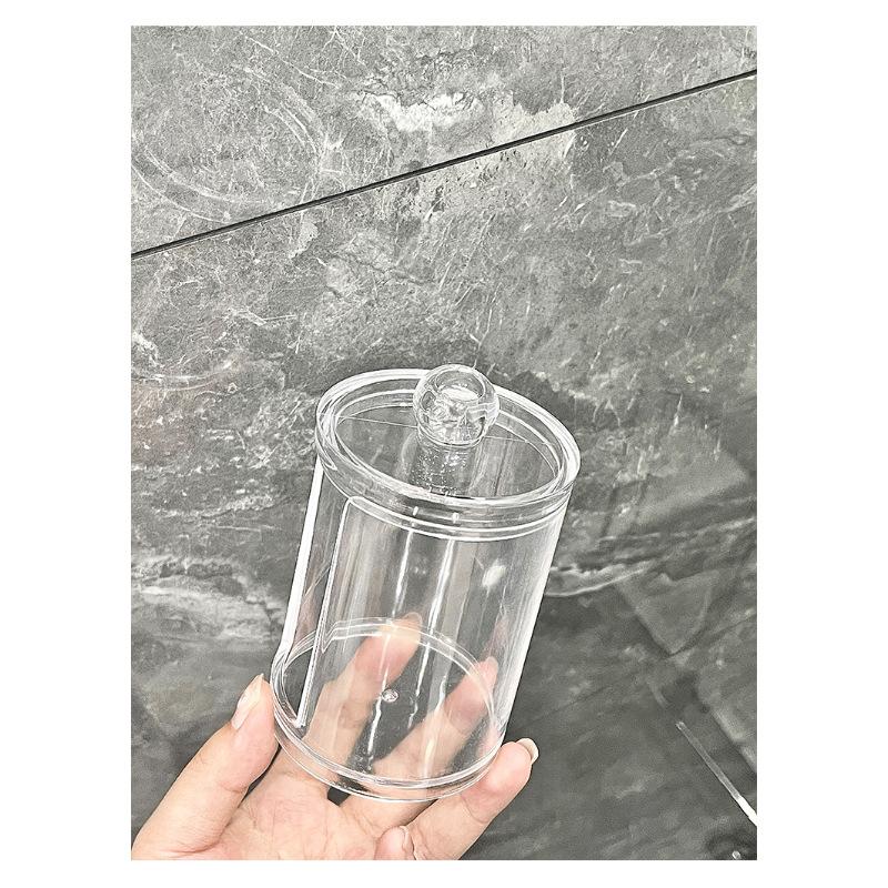 Cotton Pad Storage Box, Cotton Swab Box Holder, Household Transparent Cover Acrylic Desktop Powder Puff Organization Box