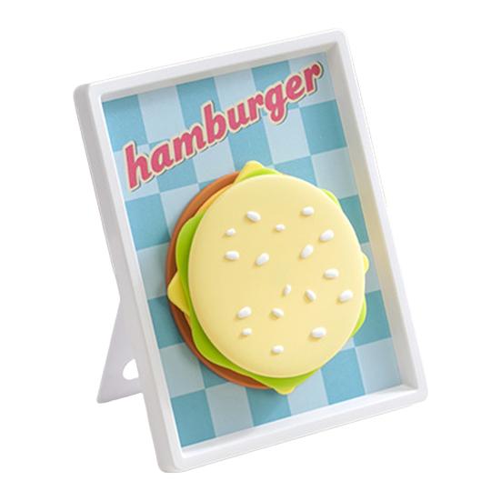 

Силиконовый набор подставок под горячее в форме гамбургера с магнитным хранилищем для фоторамок, термостойкие, нескользящие подставки под тарелки и стаканы, легко моющиеся, забавный кухонный декор небесно-голубой
