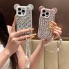 Luxury Sparkly Glitter Full Crystal Mobile Phone Cases Hand Strap Strip Stand Shockproof 12-16 Pro Max Cute Miki Design