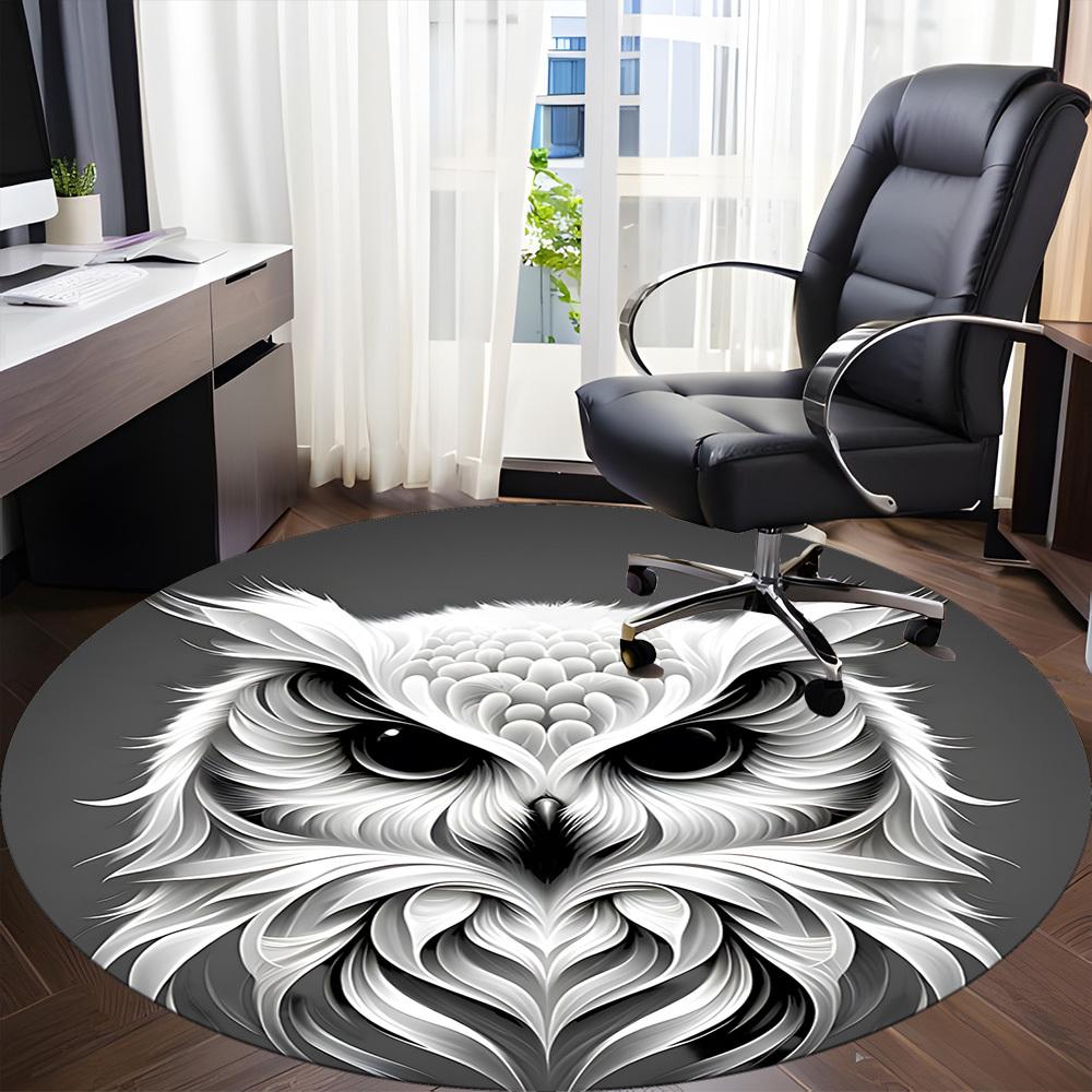 1pc Owl Face Artwork Chair Carpet for Office, Round Non-Slip Durable Large Size Office Carpet, Suitable for Office, Beautiful Decoration