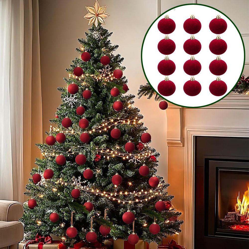 12Pcs Shiny Christmas Decoration Pendant 3/5/6/8cm Xmas Tree Hanging Pendants  Baby Shower Decor