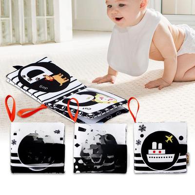 Aipinqi Baby Cloth Book: Black & White, Tear-Resistant with Sound for Early Education.