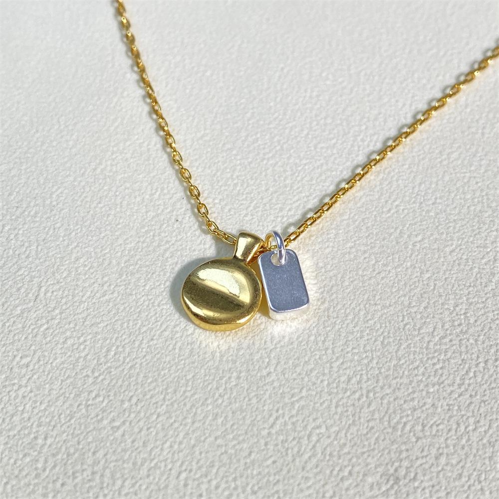 Minimalist Gold & Silver Geometric Necklace - High-End Retro Choker for Women