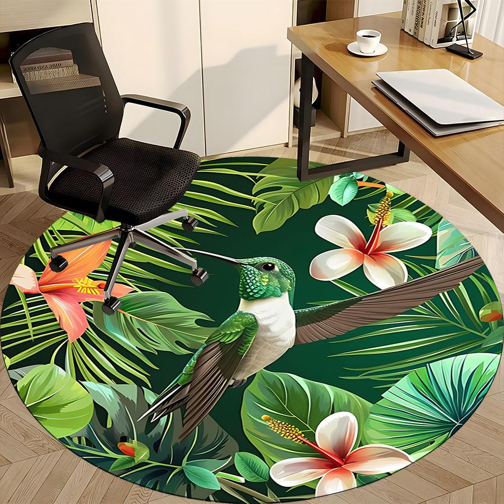 1pc Hummingbird Tropical Office Round Area Rug, Under Office Chairs Bedroom Living Room Home Decor, Room Deco, Available in Various Sizes