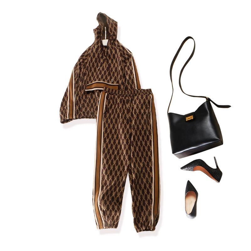 

European Goods Large Order Geometric Pattern Hoodie Woolen Suit Pants Color 4XL