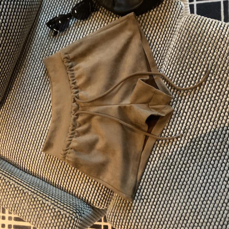 American Spicy Girl High-Waisted Lace-Up A-Line Sports Shorts for Women - 2025 Autumn Collection Medium верблюд