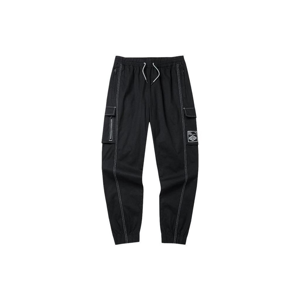 Anta Solid Color Pocket Decorated Drawstring Sweatpants Men Bottoms Black 952221501-2