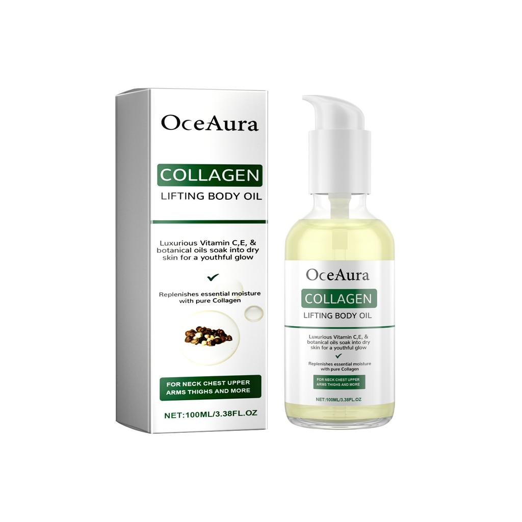 OceAura Collageen Lichaamsolie, Hydraterende & Voedende Massageolie voor Droge Huid, Dagelijkse Moisturizer voor Volledige Lichaamsverzorging, Verstrakkend & Gladmakend minder