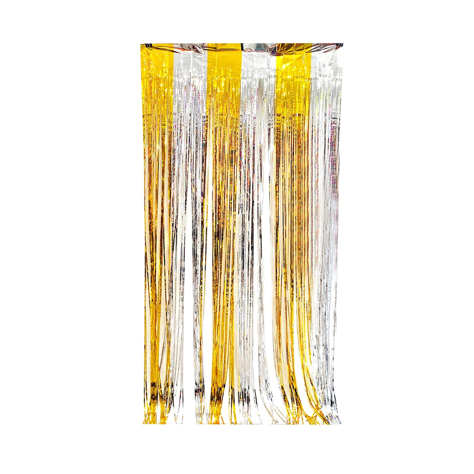 

Double Pinyin Foil Fringe Curtains, Party Decorations Metallics Streamers, Party Photo Booth Backdrops For Birthday Wedding Engagement Bridal Shower One Size