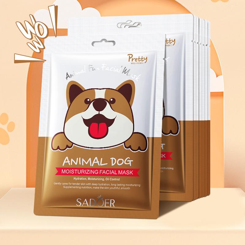 5pz SADOER Maschere con Fantasia Animale Maschera Viso Idratante Antirughe Anti-Invecchiamento Schiarente Maschere Viso Cura della Pelle Prodotti Novità