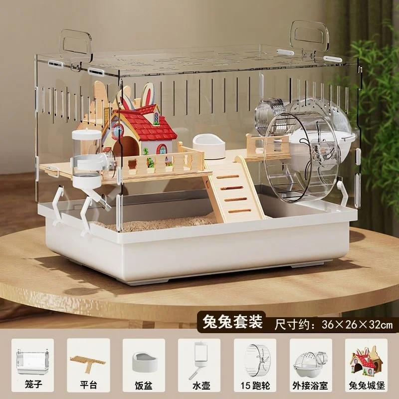 Hamster Cage Transparent Villa Large Gold Wire Anti Bite Anti Escape Winterproof Easy Clean Home For Kids Pet Lovers Cozy Gift
