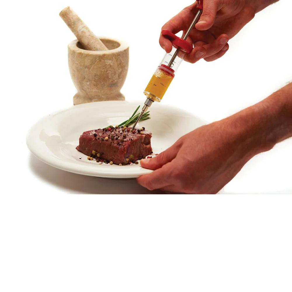 Aghi in PP per uso alimentare in acciaio inossidabile Set siringa per spezie Kit iniettore di aromi per carne da barbecue Accessorio siringa per salse e marinature da cucina