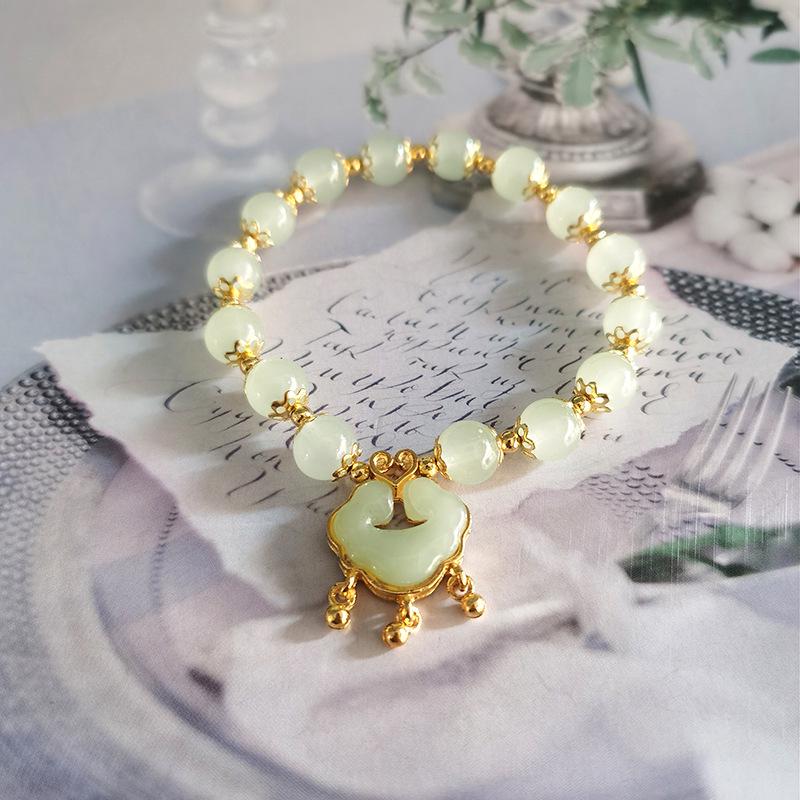 New Women's Mori Style Butterfly Glass Bracelet with Colorful Crackle Beads