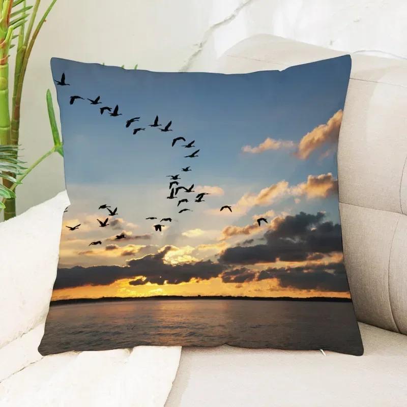 45X45Cm Sea Waves Beach Pillowcase Office Cushion Creative Home Car Lumbar Cushion Cover Sea View Pillow Cover Pillow Case