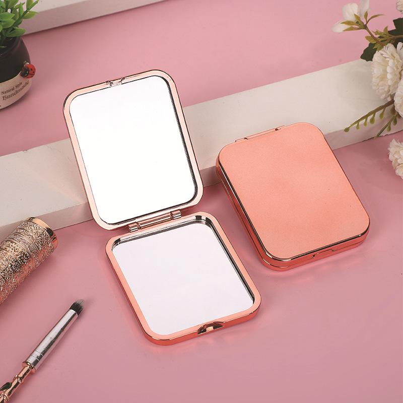Double-Sided Flower Foldable Mini Square Mirror for Female Students – Portable Dormitory Makeup Pocket Mirror