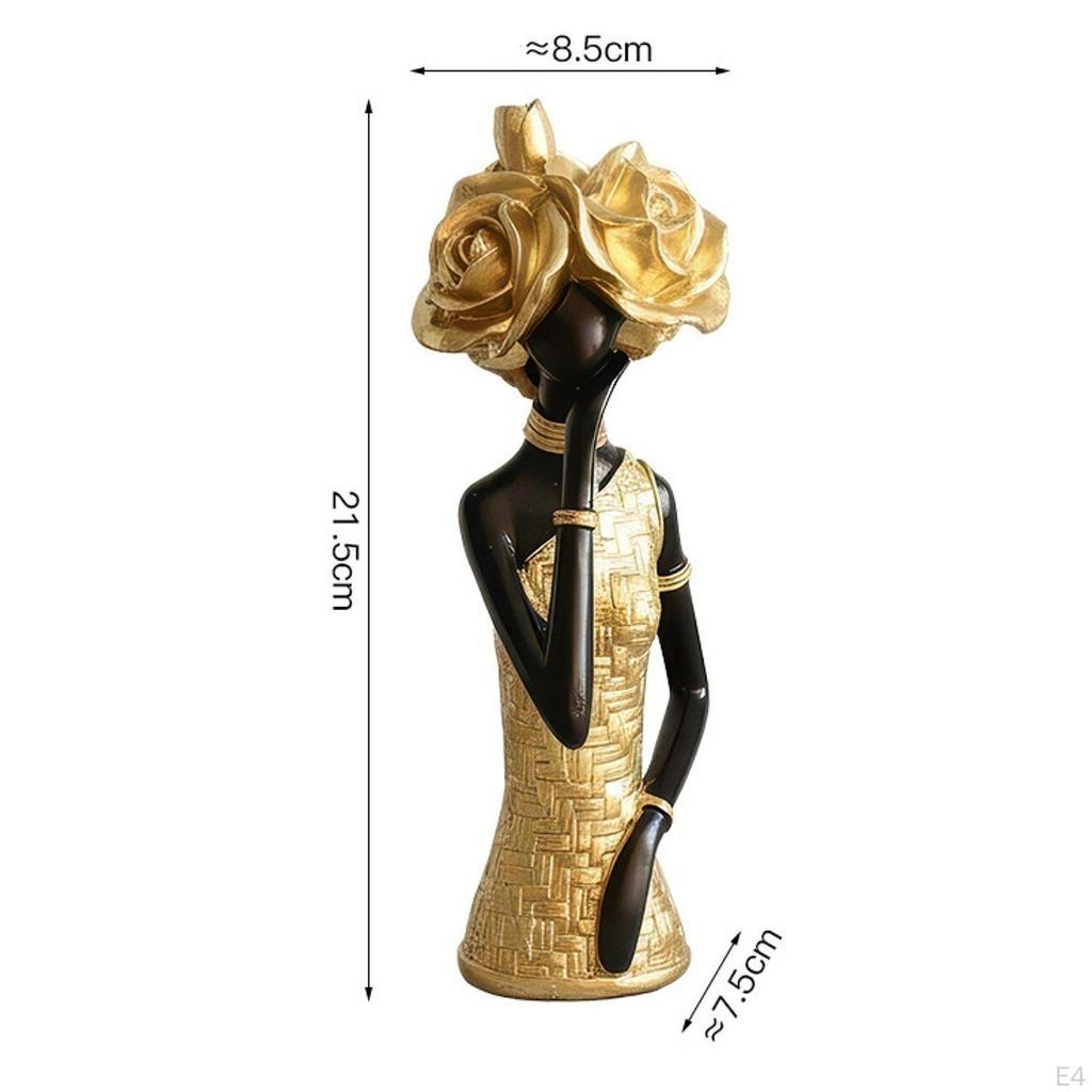 African Women Statue Desktop Decoration Collectible Elegant Gift Sculpture Resin Figurine for Home