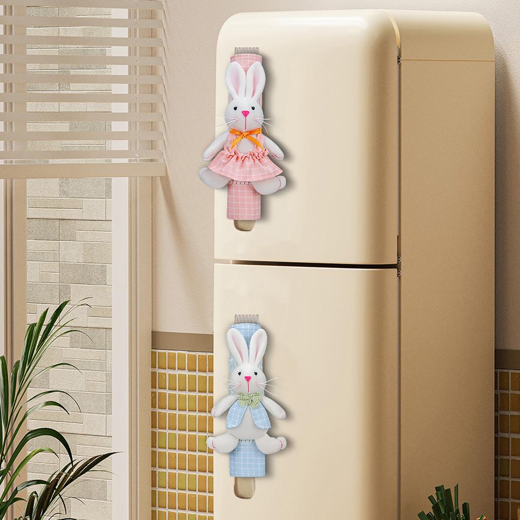 Easter Fabric Bunny Refrigerator Cover, Kitchen Appliance Door Handle Cover Decoration