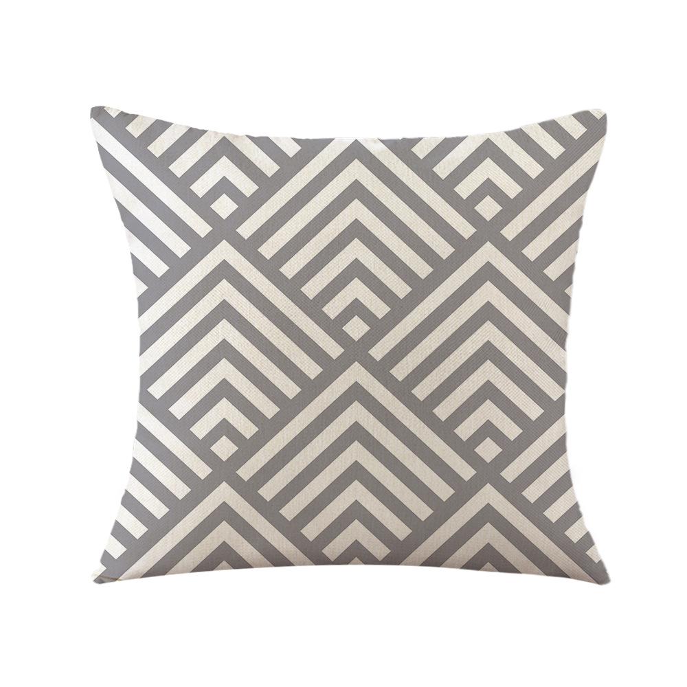Modern Simple Geometric Pillowcase Gray and White Lines Abstract Linen Print Pillowcase Home Cushion